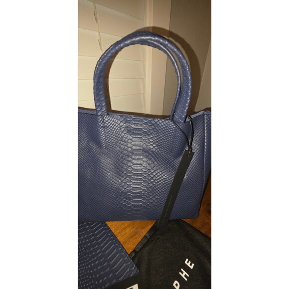 Ampersand as Apostrophe Half Tote Navy Night Python  NWT - Picture 9 of 9